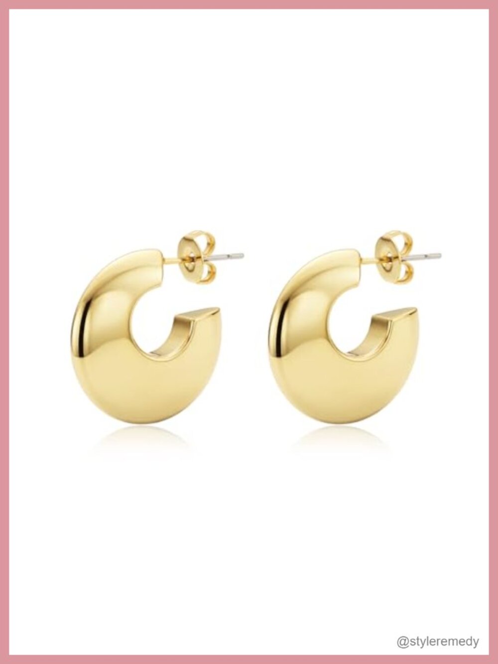 14K Gold Plated Chunky Hoop Earrings 925 Sterling Silver Post